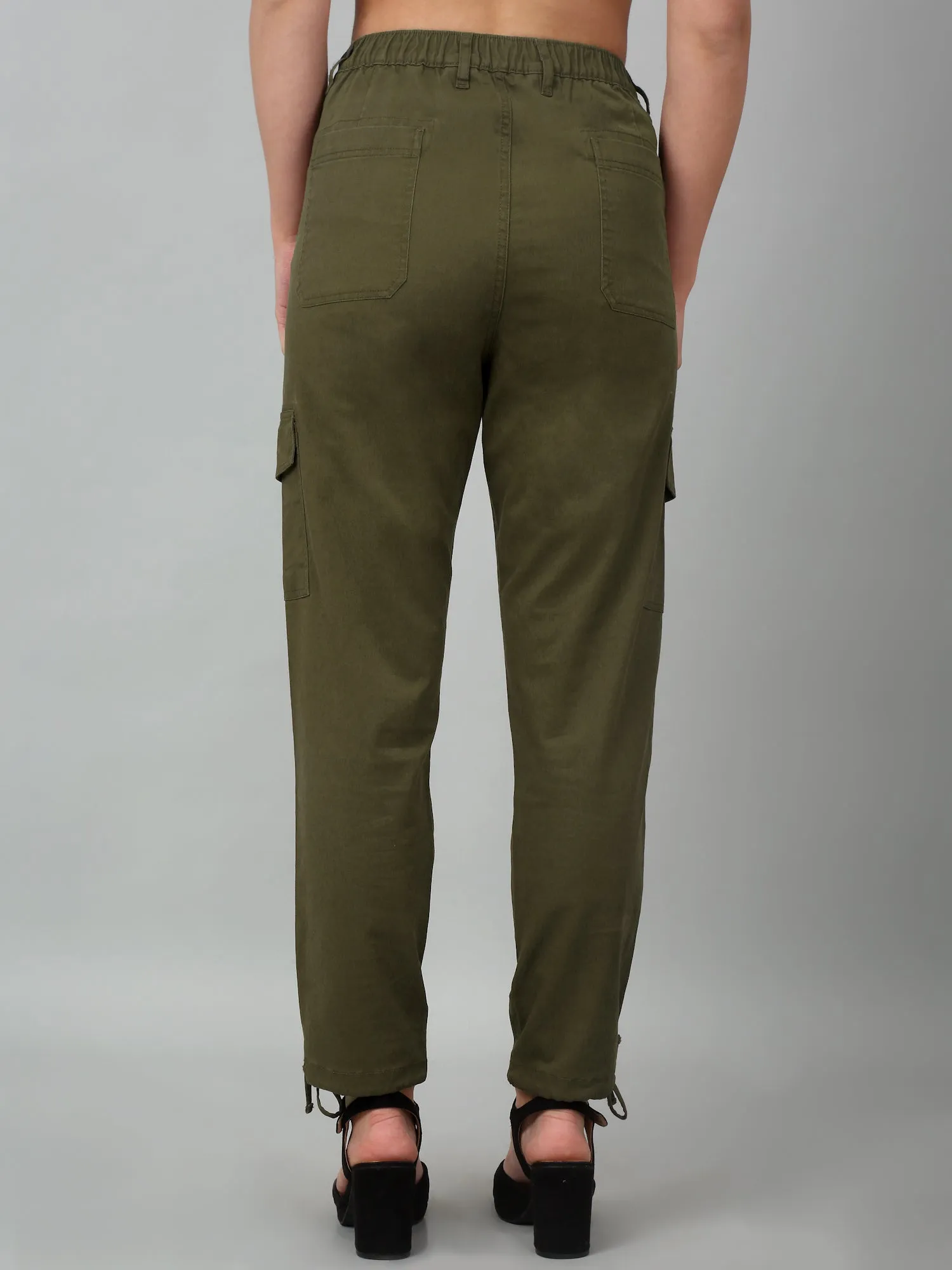 Women's Casual  Olive Green Ankle length Mid rise Cargo Pants