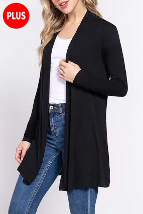 Women's Plus Size Long Sleeve Open Front Cardigan