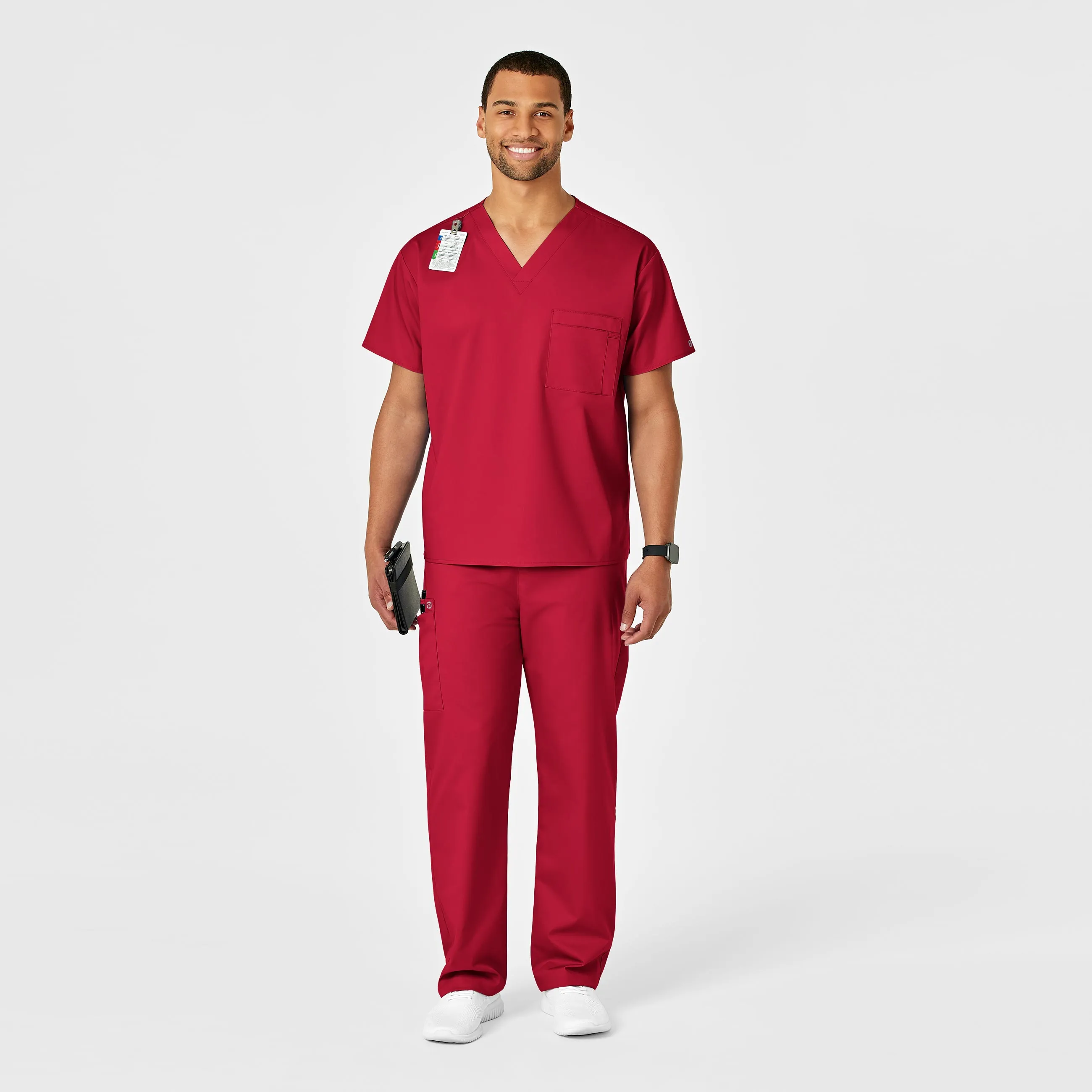 WonderWORK Unisex Drawstring Cargo Scrub Pant - Red