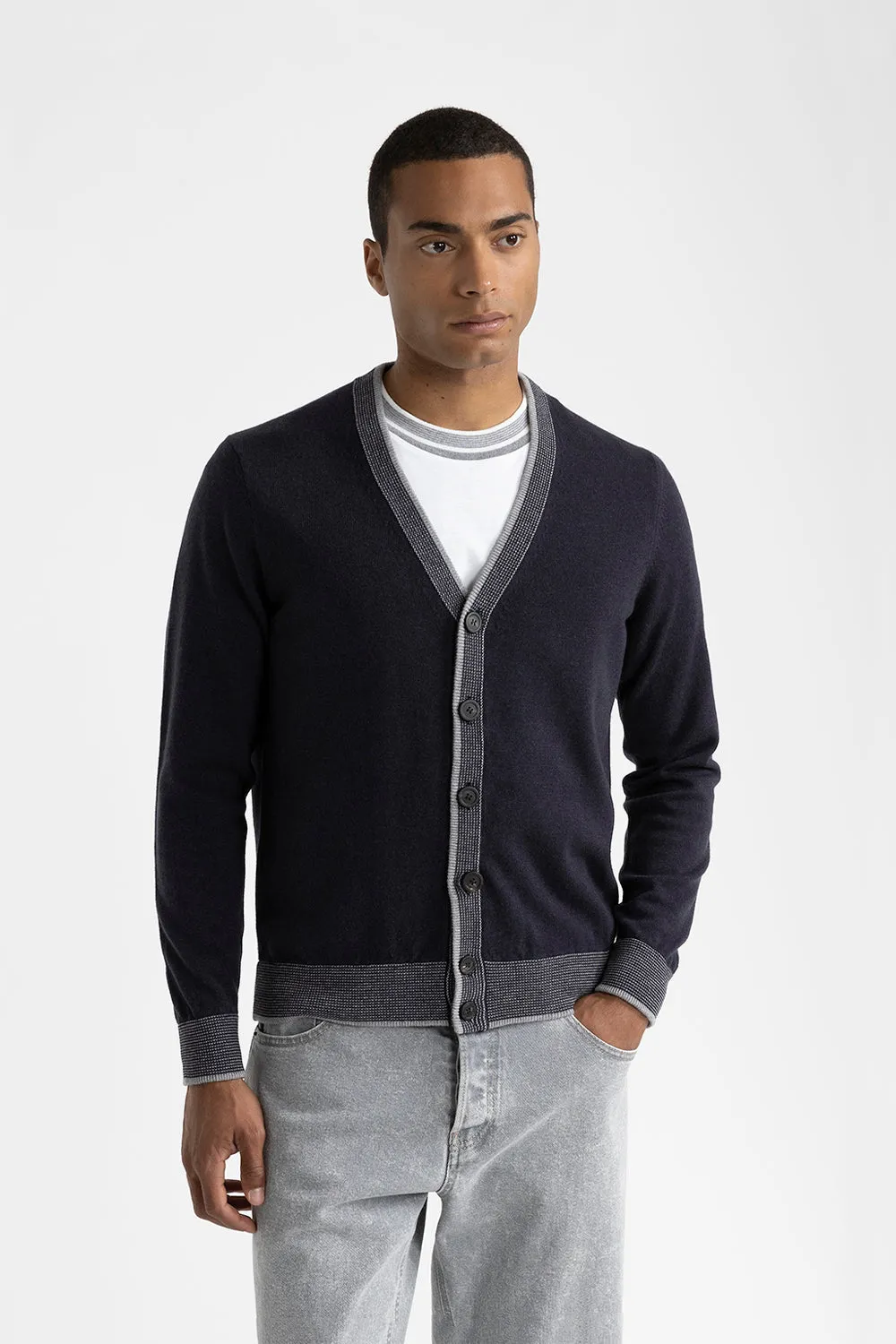 Wool, silk and cashmere cardigan