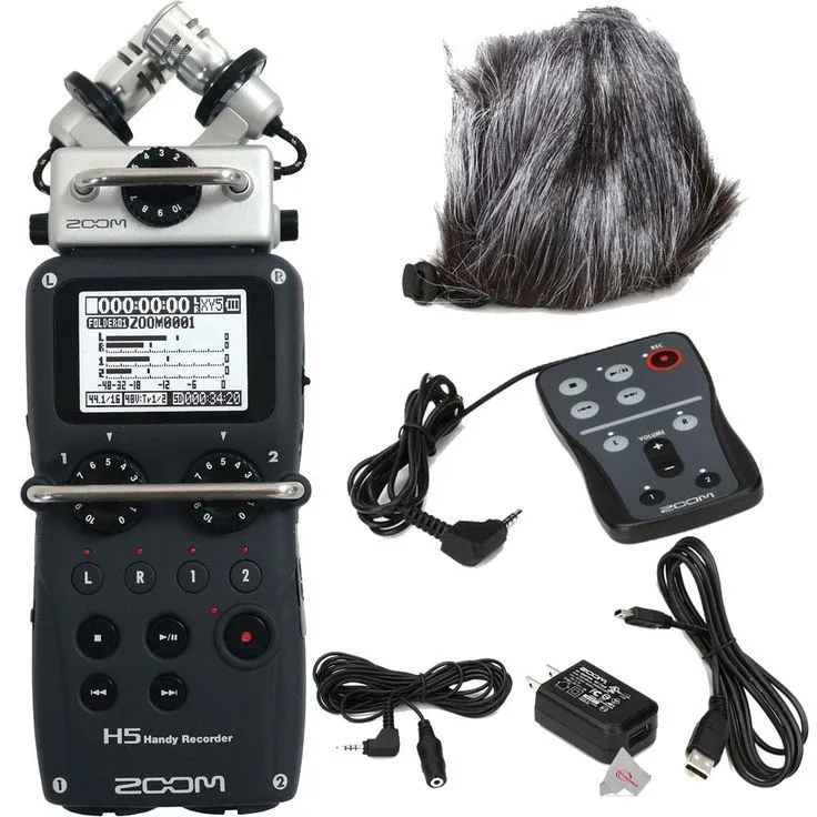 Zoom H5 4-Input / 4-Track Portable Handy Digital Recorder   ZOOM H5 Accessory Pack Microphone Windscreen Remote Control