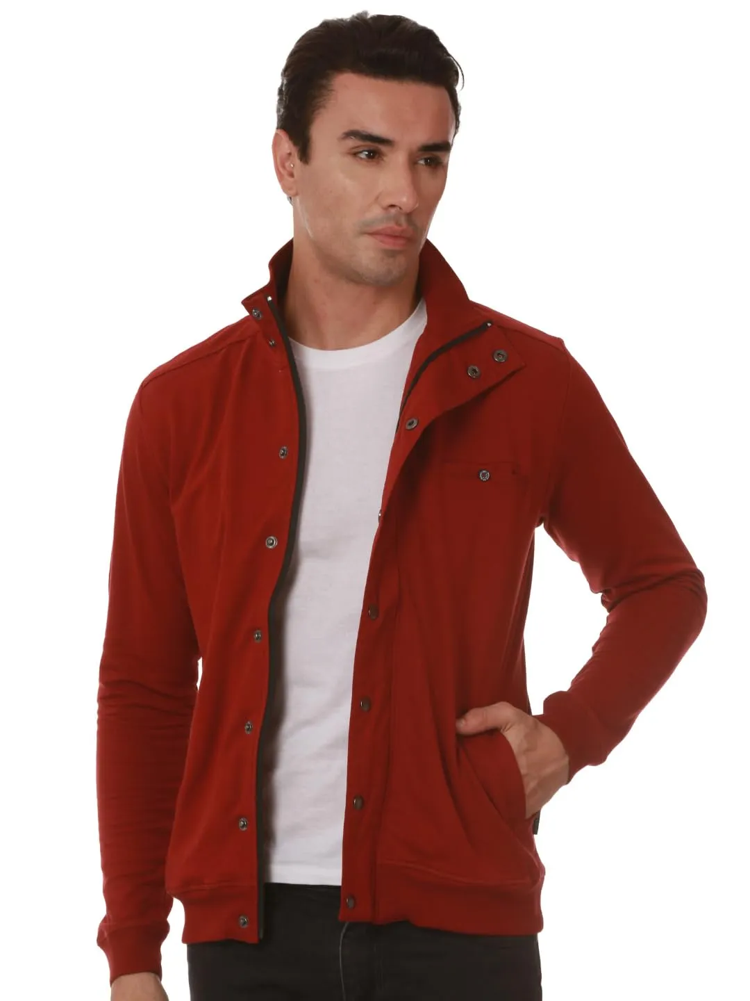 ZUPERB Men's Solid Regular Jacket (MAROON)